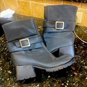 Y2K Chillmark Fleece Chunky Heels Boots! Size 7